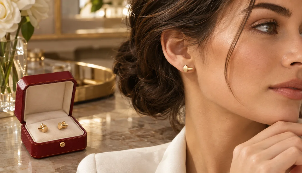 Серьги-гвозди в стиле Cartier с золотым покрытием: что это за украшение