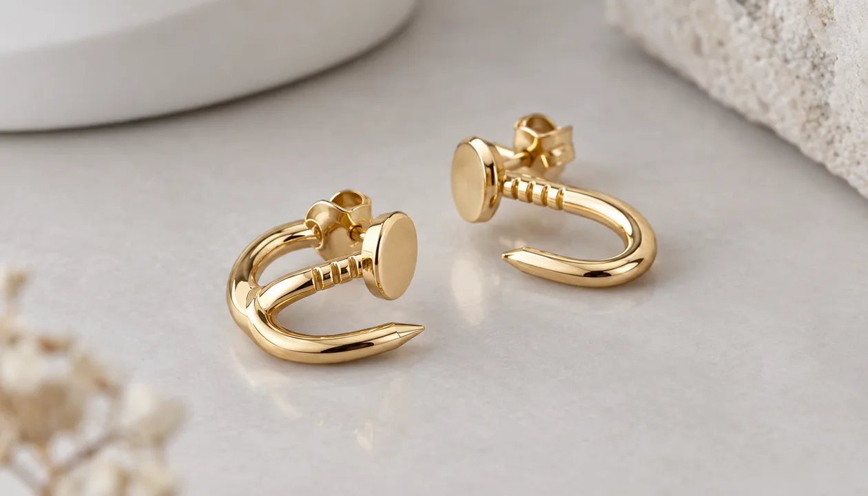 Серьги-гвозди в стиле Cartier с золотым покрытием: что будет с позолотой через год